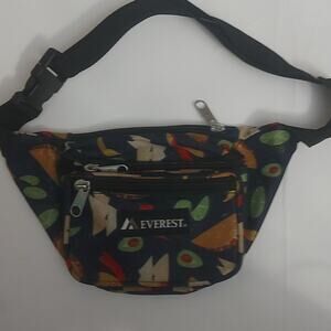 Everest Navy Blue  Taco Food Print Fanny Pack Belt. 90s Coconut Girl Bohemian